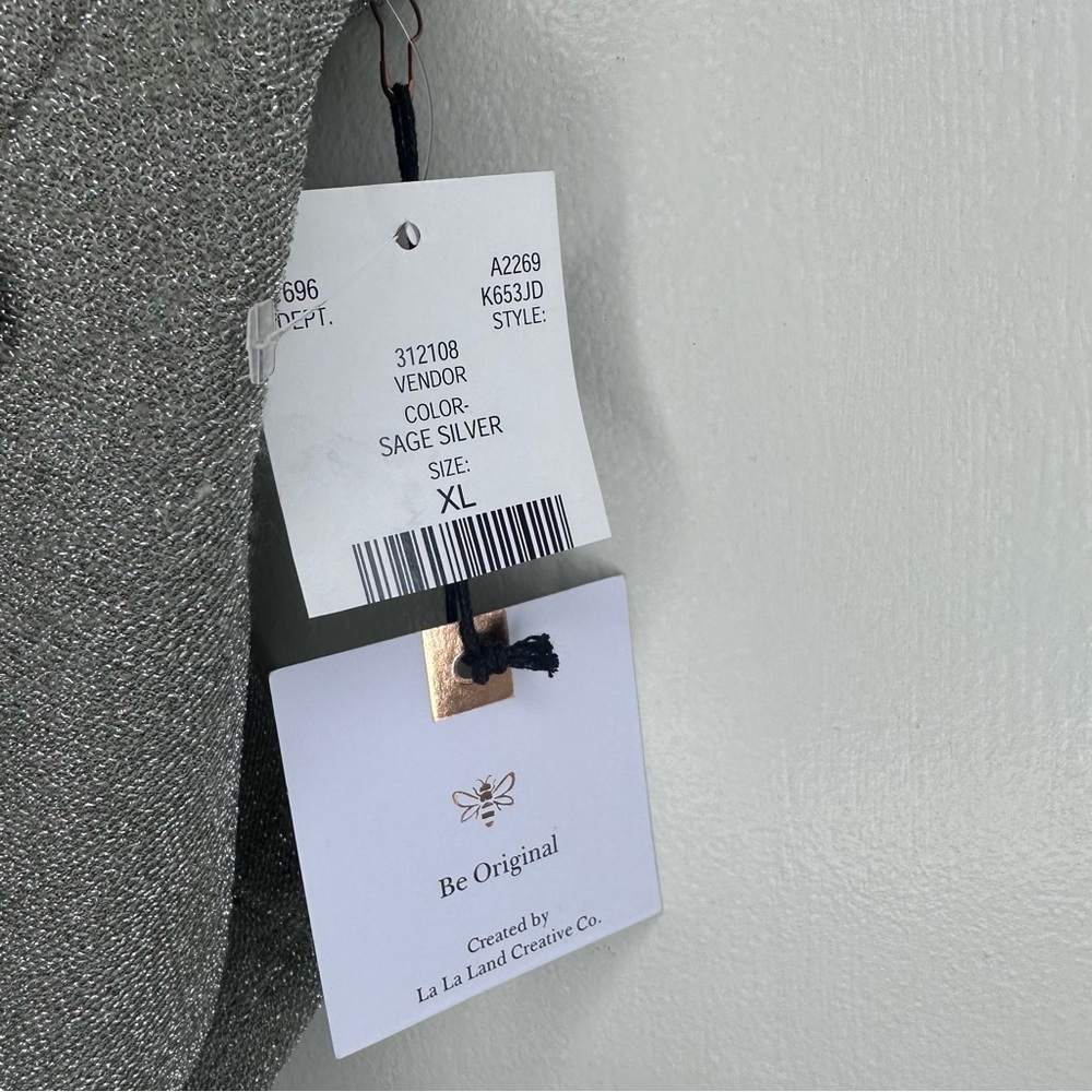 Originality Sage Silver Metallic Tie Strap Bustier Crop Top XL - Picture 4 of 5